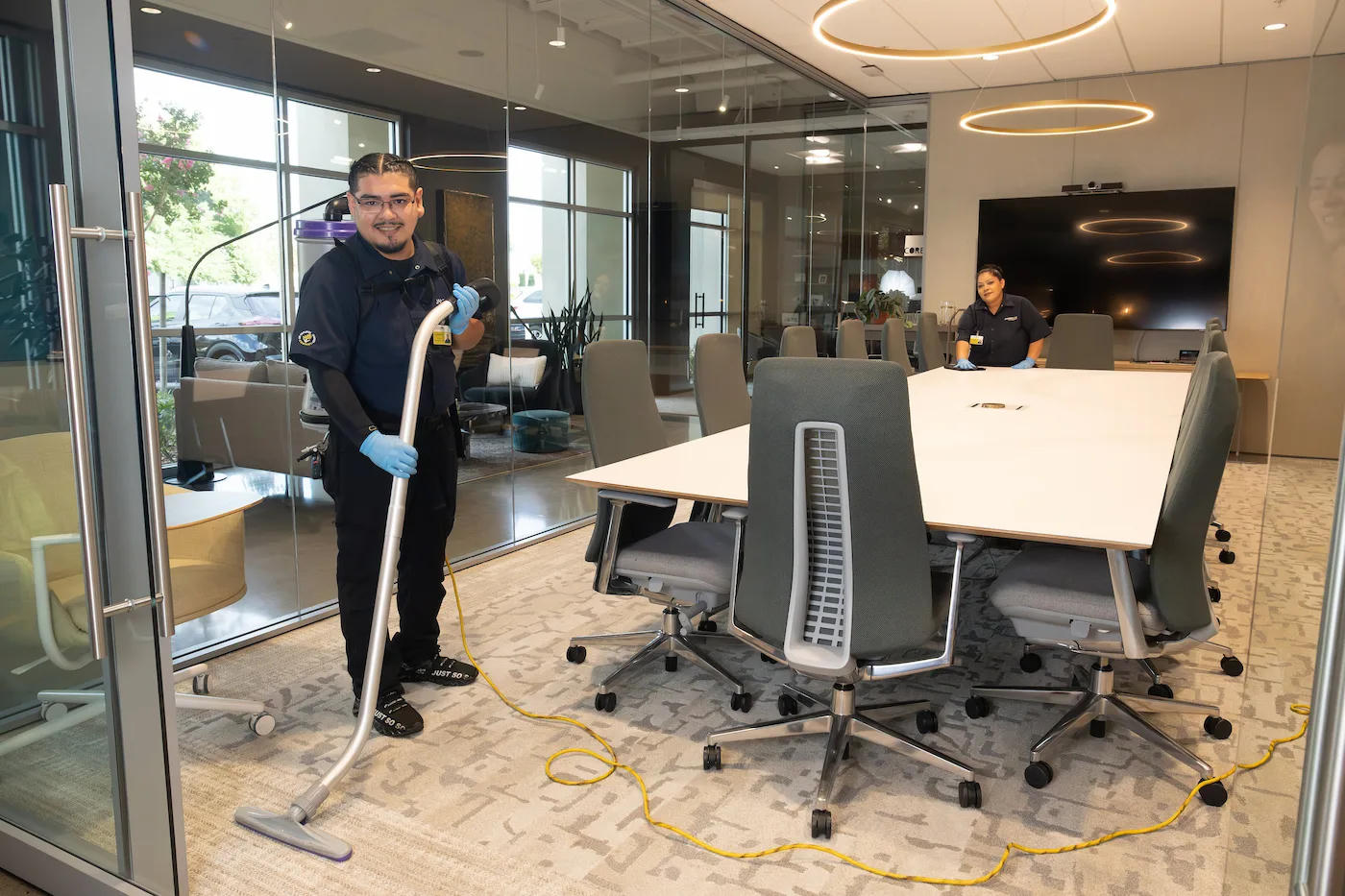 Professional commercial cleaning team